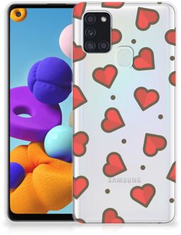 B2Ctelecom Silicone Hoesje Samsung Galaxy A21s Transparant Hoesje Super als Sinterklaas Cadeautje Hearts