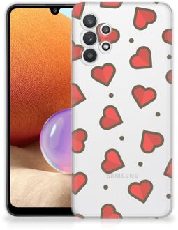 B2Ctelecom Silicone Hoesje Samsung Galaxy A32 4G Transparant Hoesje Super als Sinterklaas Cadeautje Hearts