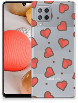 B2Ctelecom Silicone Hoesje Samsung Galaxy A42 Transparant Hoesje Super als Sinterklaas Cadeautje Hearts