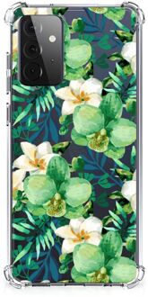 B2Ctelecom Silicone Hoesje Samsung Galaxy A72 4G/5G Telefoon Hoesje met doorzichtige rand Orchidee Groen