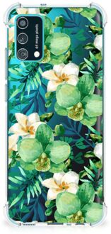 B2Ctelecom Silicone Hoesje Samsung Galaxy M02s | A02s Telefoon Hoesje met doorzichtige rand Orchidee Groen