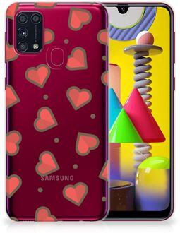 B2Ctelecom Silicone Hoesje Samsung Galaxy M31 Transparant Hoesje Super als Sinterklaas Cadeautje Hearts