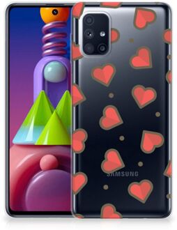 B2Ctelecom Silicone Hoesje Samsung Galaxy M51 Transparant Hoesje Super als Sinterklaas Cadeautje Hearts