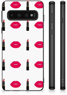 B2Ctelecom Silicone Hoesje Samsung Galaxy S10 Telefoon Hoesje met Zwarte rand Lipstick Kiss