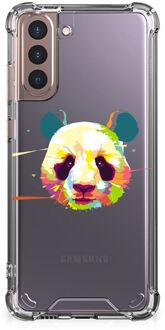 B2Ctelecom Silicone Hoesje Samsung Galaxy S21 Plus Telefoon Hoesje met doorzichtige rand Panda Color