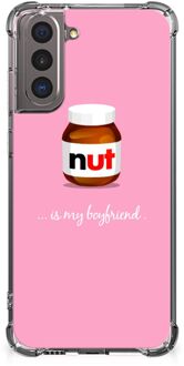 B2Ctelecom Silicone Hoesje Samsung Galaxy S21 Telefoonhoesje  met doorzichtige rand Nut Boyfriend