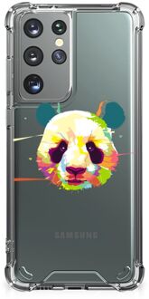 B2Ctelecom Silicone Hoesje Samsung Galaxy S21 Ultra Telefoon Hoesje met doorzichtige rand Panda Color