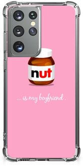 B2Ctelecom Silicone Hoesje Samsung Galaxy S21 Ultra Telefoonhoesje  met doorzichtige rand Nut Boyfriend