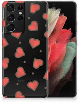 B2Ctelecom Silicone Hoesje Samsung Galaxy S21 Ultra Transparant Hoesje Super als Sinterklaas Cadeautje Hearts