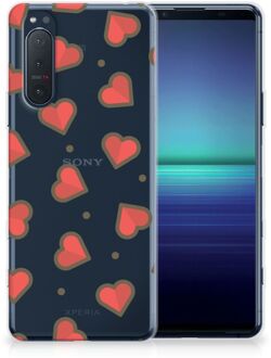 B2Ctelecom Silicone Hoesje Sony Xperia 5II Transparant Hoesje Super als Sinterklaas Cadeautje Hearts