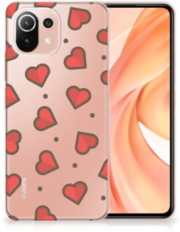 B2Ctelecom Silicone Hoesje Xiaomi Mi 11 Lite Transparant Hoesje Super als Sinterklaas Cadeautje Hearts