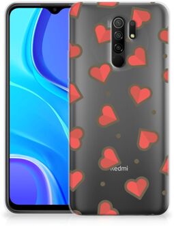 B2Ctelecom Silicone Hoesje Xiaomi Redmi 9 Transparant Hoesje Super als Sinterklaas Cadeautje Hearts