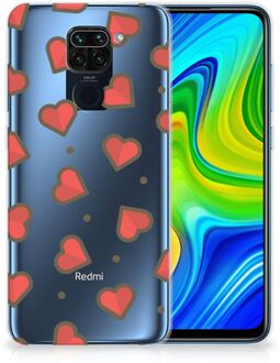 B2Ctelecom Silicone Hoesje Xiaomi Redmi Note9 Transparant Hoesje Super als Sinterklaas Cadeautje Hearts