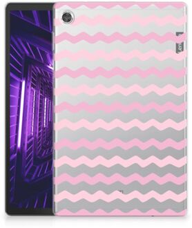 B2Ctelecom Silicone Tablet Hoes Lenovo Tab M10 Plus Backcase Waves Roze met doorzichte zijkanten