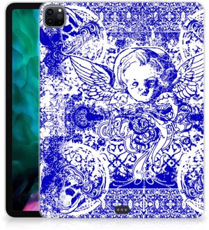 B2Ctelecom Siliconen Back Case iPad Pro 12.9 (2020) | iPad Pro 12.9 (2021) Leuk Hoesje Angel Skull Blue met transparant zijkanten