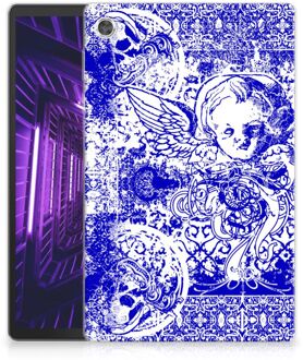 B2Ctelecom Siliconen Back Case Lenovo Tab M10 Plus Leuk Hoesje Angel Skull Blue met transparant zijkanten