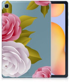 B2Ctelecom Siliconen Back Case Samsung Galaxy Tab S6 Lite Hoesje ontwerpen Roses met transparant zijkanten