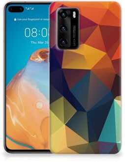 B2Ctelecom Siliconen Back Cover Huawei P40 Doorzichtig Hoesje Polygon Color