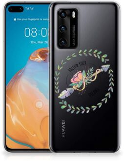 B2Ctelecom Siliconen Back Cover Huawei P40 Hoesje Doorzichtig Boho Dreams