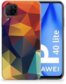 B2Ctelecom Siliconen Back Cover Huawei P40 Lite Doorzichtig Hoesje Polygon Color