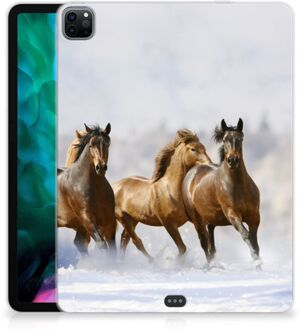 B2Ctelecom Siliconen Back Cover iPad Pro 12.9 (2020) | iPad Pro 12.9 (2021) Hoesje Paarden met doorzichte zijkanten