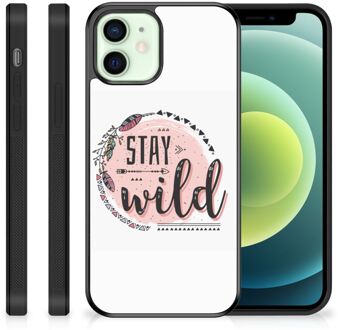 B2Ctelecom Siliconen Back Cover iPhone 12 Mini Telefoon Hoesje met Zwarte rand Boho Stay Wild