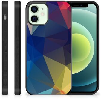 B2Ctelecom Siliconen Back Cover iPhone 12 Mini Telefoon Hoesje met Zwarte rand Polygon Dark