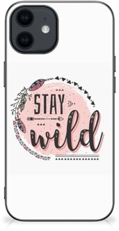 B2Ctelecom Siliconen Back Cover iPhone 12 Pro | 12 (6.1") Telefoon Hoesje met Zwarte rand Boho Stay Wild