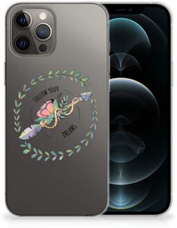 B2Ctelecom Siliconen Back Cover iPhone 12 Pro Max Hoesje Doorzichtig Boho Dreams