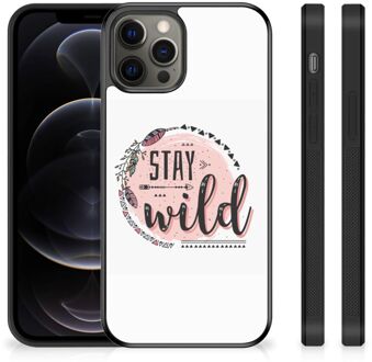 B2Ctelecom Siliconen Back Cover iPhone 12 Pro Max Telefoon Hoesje met Zwarte rand Boho Stay Wild