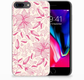 B2Ctelecom Siliconen Back Cover iPhone 7 Plus | 8 Plus Pink Flowers