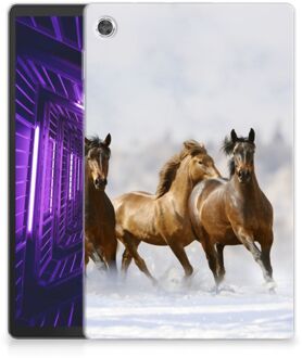 B2Ctelecom Siliconen Back Cover Lenovo Tab M10 Plus Hoesje Paarden met doorzichte zijkanten