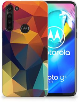 B2Ctelecom Siliconen Back Cover Motorola Moto G8 Power Doorzichtig Hoesje Polygon Color