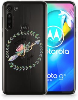 B2Ctelecom Siliconen Back Cover Motorola Moto G8 Power Hoesje Doorzichtig Boho Dreams