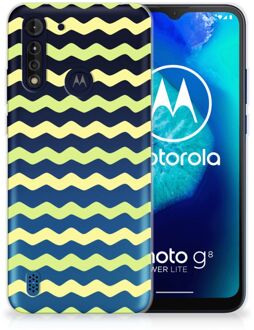 B2Ctelecom Siliconen Back Cover Motorola Moto G8 Power Lite GSM Hoesje Waves Yellow