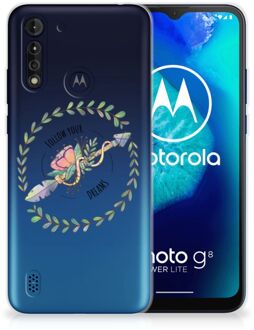 B2Ctelecom Siliconen Back Cover Motorola Moto G8 Power Lite Hoesje Doorzichtig Boho Dreams