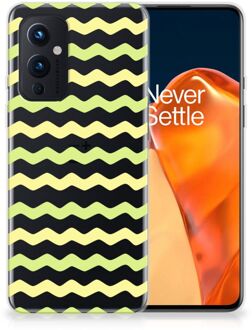 B2Ctelecom Siliconen Back Cover OnePlus 9 GSM Hoesje Waves Yellow