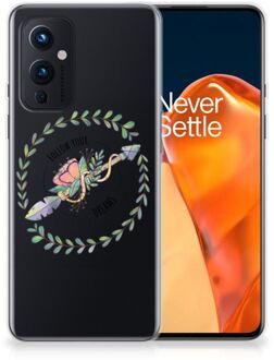 B2Ctelecom Siliconen Back Cover OnePlus 9 Hoesje Doorzichtig Boho Dreams