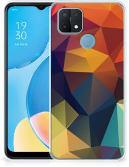 B2Ctelecom Siliconen Back Cover OPPO A15 Doorzichtig Hoesje Polygon Color