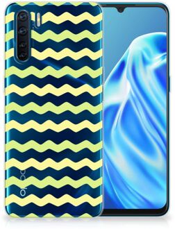 B2Ctelecom Siliconen Back Cover OPPP A91 GSM Hoesje Waves Yellow