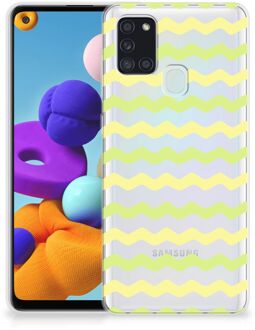 B2Ctelecom Siliconen Back Cover Samsung Galaxy A21s GSM Hoesje Waves Yellow