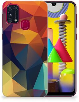 B2Ctelecom Siliconen Back Cover Samsung Galaxy M31 Doorzichtig Hoesje Polygon Color