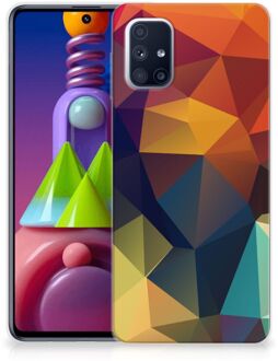 B2Ctelecom Siliconen Back Cover Samsung Galaxy M51 Doorzichtig Hoesje Polygon Color