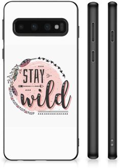 B2Ctelecom Siliconen Back Cover Samsung Galaxy S10 Telefoon Hoesje met Zwarte rand Boho Stay Wild