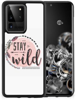 B2Ctelecom Siliconen Back Cover Samsung Galaxy S20 Ultra Telefoon Hoesje met Zwarte rand Boho Stay Wild