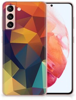 B2Ctelecom Siliconen Back Cover Samsung Galaxy S21 Doorzichtig Hoesje Polygon Color