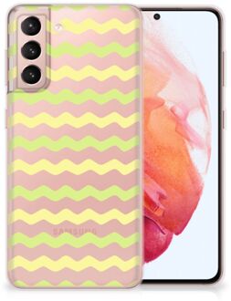 B2Ctelecom Siliconen Back Cover Samsung Galaxy S21 GSM Hoesje Waves Yellow