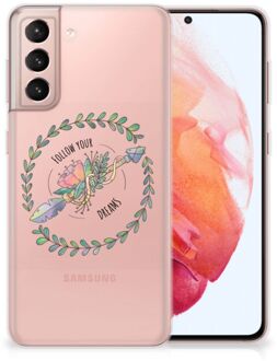 B2Ctelecom Siliconen Back Cover Samsung Galaxy S21 Hoesje Doorzichtig Boho Dreams