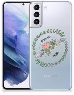 B2Ctelecom Siliconen Back Cover Samsung Galaxy S21 Plus Hoesje Doorzichtig Boho Dreams