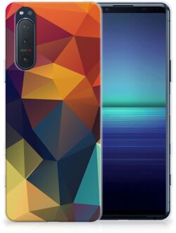 B2Ctelecom Siliconen Back Cover Sony Xperia 5II Doorzichtig Hoesje Polygon Color